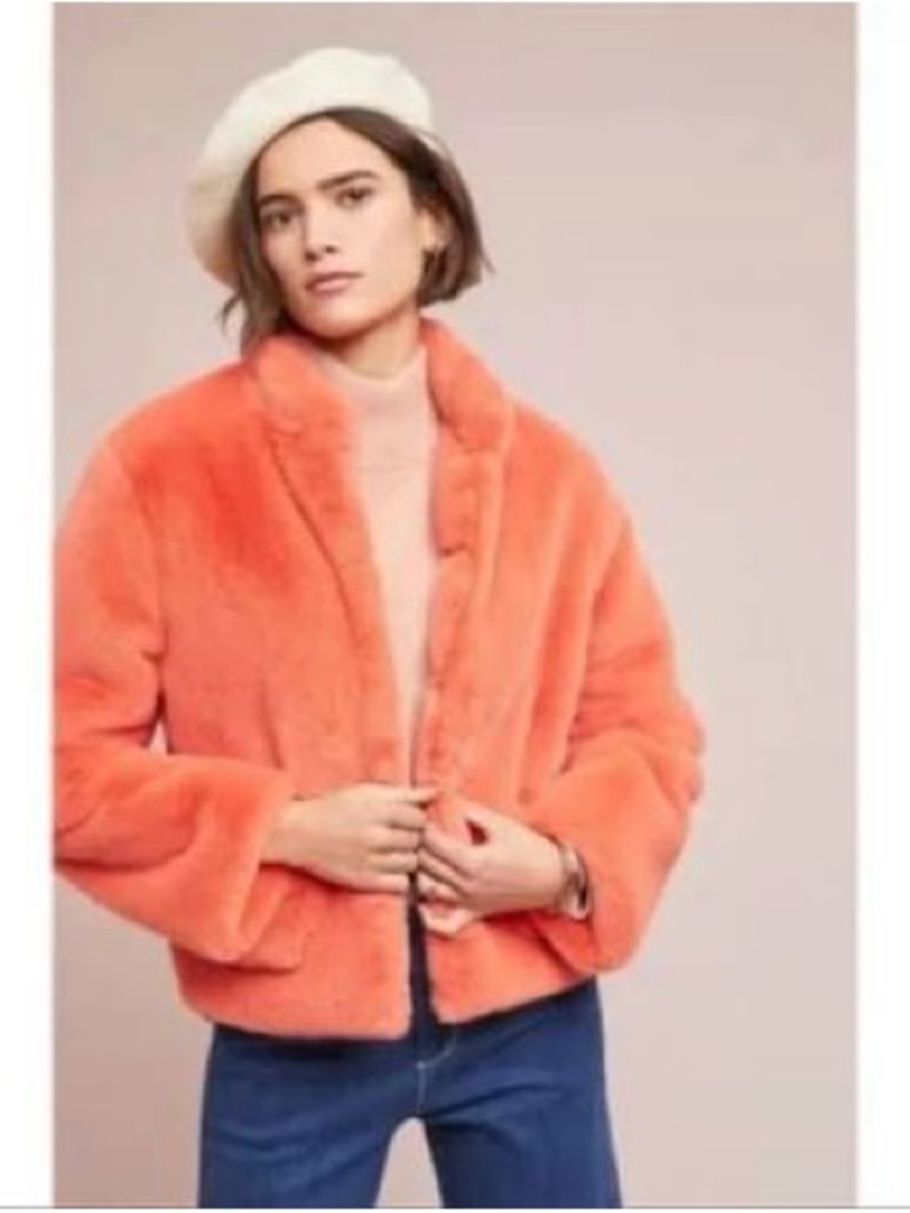 Women's Plush Faux-Fur Jacket in Coral
